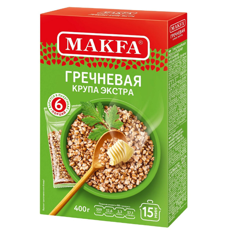 Макфа КРУПА Гречневая 400гр*9шт (6 порций)