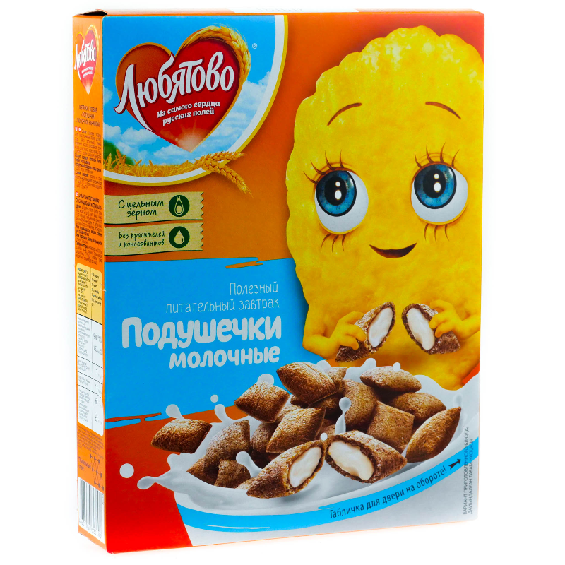 сух.завтрак ЛЮБЯТОВО (коробка) 220гр*9шт Подушечки (Молочная. нач)