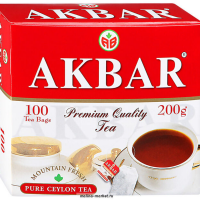 Чай АКБАР 100 пак черный с/я (красно-белая) (6)