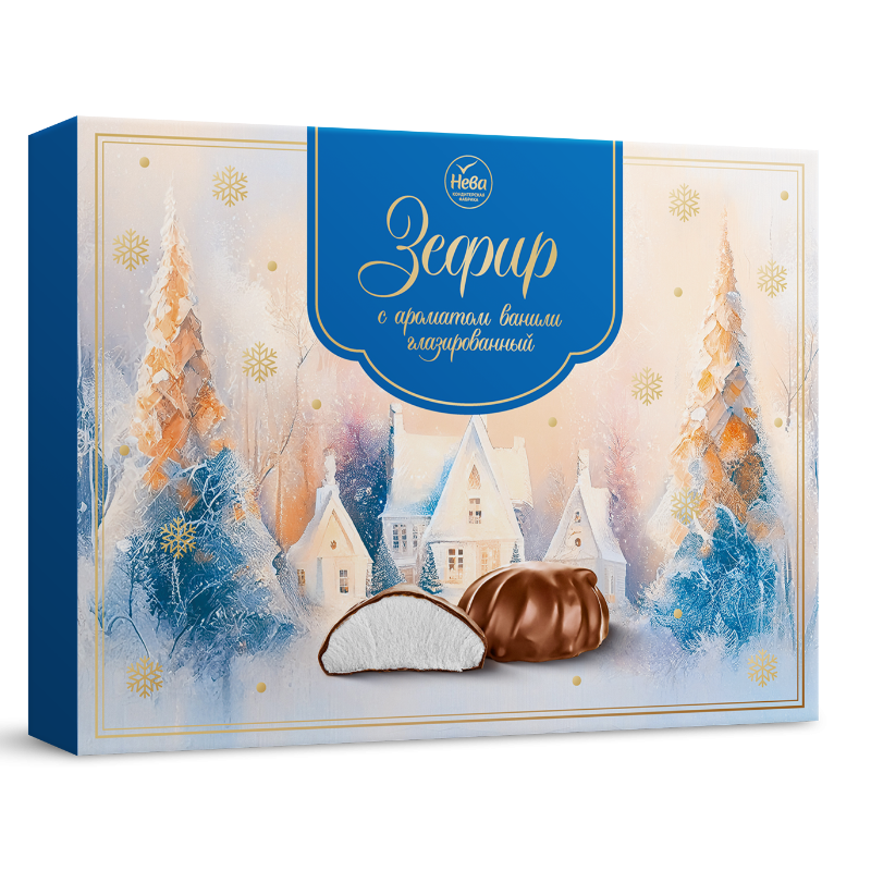 Зефир (НГ) (Фас) 185гр*14шт (ванильный в глазури)